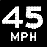 Figure 22. Graphic. VSL with "MPH" legend and large font. This figure shows a sample active traffic management sign with white numbers and text showing "45 MPH" in a large font.