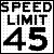 Figure 23. Graphic. VSL with negative contrast. This figure shows a sample active traffic management sign with black numbers and text showing "SPEED LIMIT 45" in a large font.