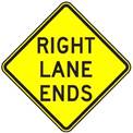 RIGHT LANE ENDS text sign (W9-1)
