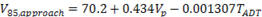 V subscript 85 comma approach equals 70.2 plus 0.434V subscript p minus 0.001307T subscript ADT.