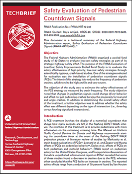 PDF Cover of FHWA-HRT-19-046, Techbrief: Safety Evaluation of Pedestrian Countdown Signals