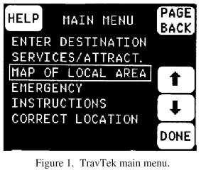 TravTek main menu