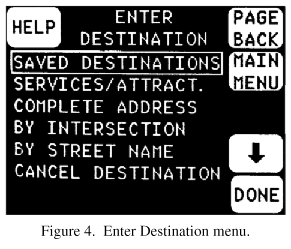 Enter Destination menu