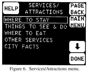 Services/Attractions menu