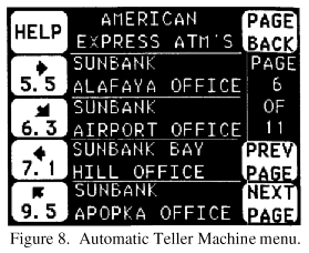 Automatic Teller Machine menu