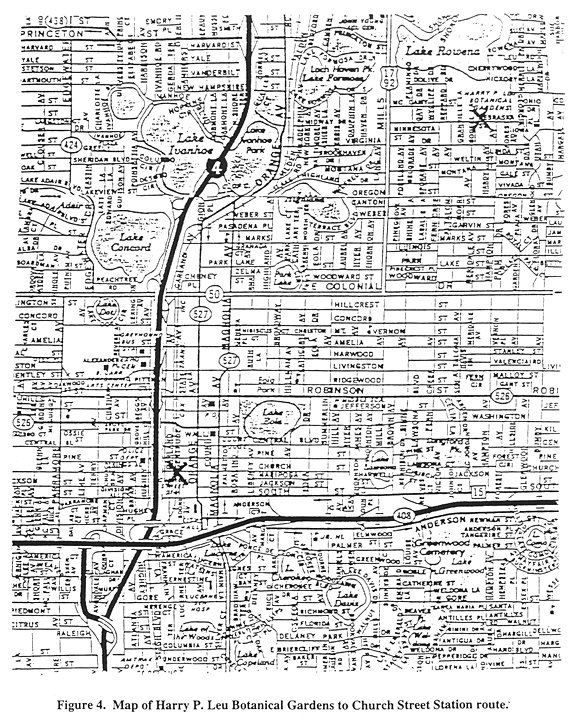 Map of Harry P. Leu Botanical Gardens to Church Station road map