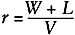 r equals W plus L over V