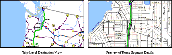 Grand View of Long Route; Detailed View of One Node Recentered