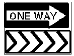 Figure 15. One-Way and Chevron sign combination for use in central island of roundabout.