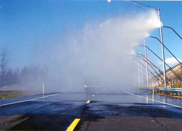 Photo. Smart Road rain towers. Click here for more detail.