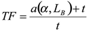 Equation. Time factor for the ΔL subscript th model. Click here for more detail.
