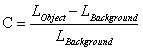 Equation. Contrast calculation. Click here for more detail.