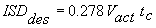 3.1.2. ISD sub des equals 0.278 times V sub act times t sub c