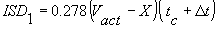 4.2.1. ISD sub 1 equals the product of 0.278 times the quantity V sub act minus X times the quantity t sub c plus Delta t