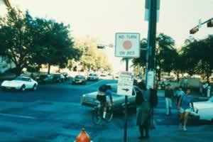 Figure 28. Examples of treatments that have been tested to reduce pedestrian crashes related to right-turn-on-red (RTOR) motorists