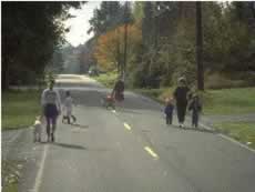 Figure 47. Pedestrians walking on the road without a sidewalk.