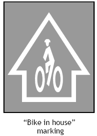 Various pavement markings for shared roadways and wide curb lanes.