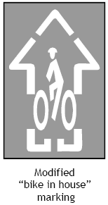 Various pavement markings for shared roadways and wide curb lanes.