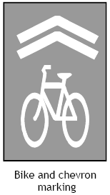 Various pavement markings for shared roadways and wide curb lanes.