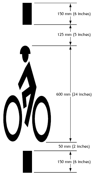 Example of bicycle detector pavement marking.
