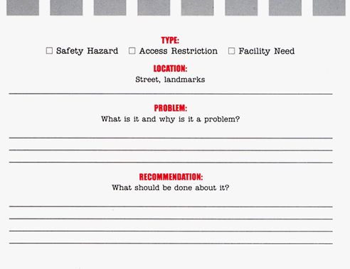 Example of spot improvement postcard used to identify roadway hazards.