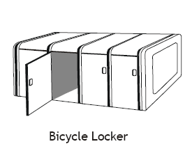 The second type of device is a bicycle locker, which is basically a box-shaped enclosure that can be locked from the outside.
