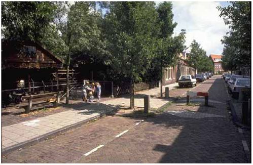 The design of street closures should provide specific parking areas to discourage obstruction of bicycle and pedestrian traffic.