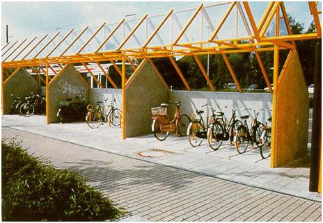 Example of bicycle shelters located at a transit station in Germany.