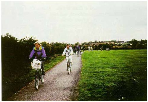 Bicycle trail on an abandoned railroad right–of–way south of York, U.K.