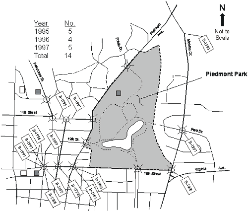 Bicycle crash locations.