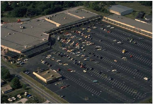 Typically, suburban parking lots in retail developments are vast—and rarely full.