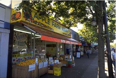 An example of a pedestrian-friendly streetscape.