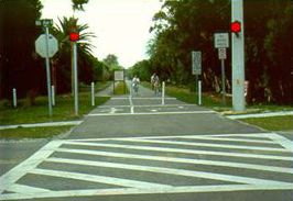 The second shows a wide crosswalk with striping.