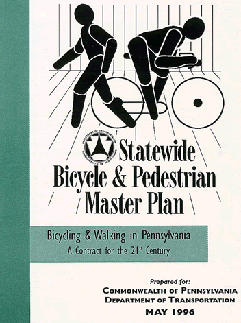 The picture shows a report cover for the Pennsylvania Statewide Bicycle and Pedestrian Master Plan. 