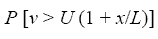 equation 16: P bracket V greater than U times parenthesis 1 plus X divided by L end-parenthesis end-bracket.