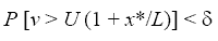 equation 18: P bracket V greater than U times parenthesis 1 plus X raised to star divided by L end-parenthesis end-bracket less than delta.