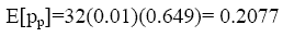 equation 21: E of bracket P subscript P end-bracket equals 32 times 0.01 times 0.649 equals 0.2077.