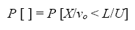 equation 23: P bracket end-bracket equals P bracket X divided by V subscript O less than L divided by U end-bracket.