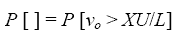 equation 24: P bracket end-bracket equals P bracket V subscript O greater than X times U divided by L end-bracket.