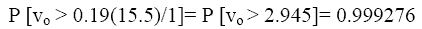 equation 29: P bracket V subscript O greater than 0.19 times 15.5 divided by 1 end-bracket equals P bracket V subscript O greater than 2.945 end-bracket equals 0.999276.