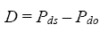 equation 45: D equals P subscript DS minus P subscript DO.