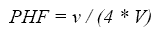 equation 55: PHF equals V divided by parenthesis 4 times V end–parenthesis.