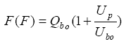 equation 6: F of F equals Q subscript BO times parenthesis 1 plus U subscript P divided by U subscript BO end-parenthesis.