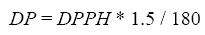 equation 63: DP equals DPPH times 1.5 divided by 180.