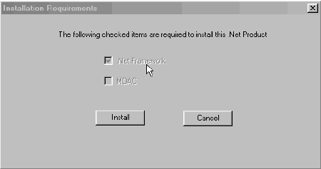 Installation screen appears to indicate that .NET must be installed if correct version is not detected. Check .NET Framework and click install.