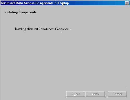 Screen appears to indicate that MDAC was successfully installed, and that the computer must be restarted to take effect.