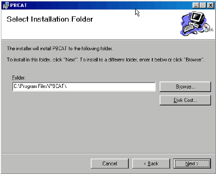 Choose the installation folder using the Browse button; click Next.