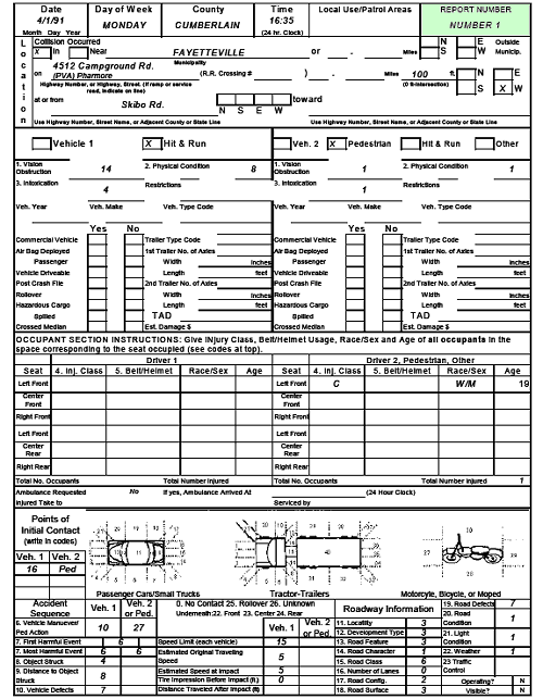 Figure 132. North Carolina Crash Report—Number 1