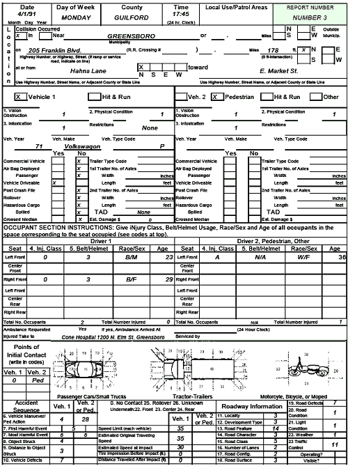 Figure 134. North Carolina Crash Report—Number 3