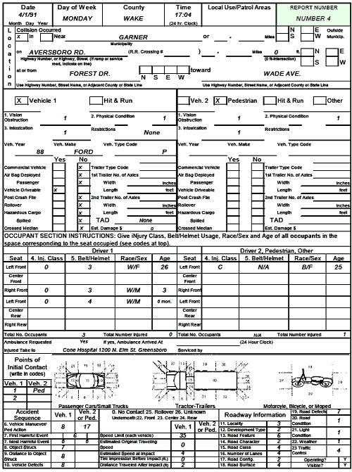 Figure 135. North Carolina Crash Report—Number 4